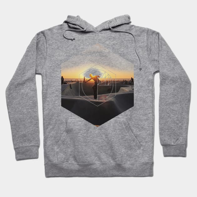 Sunset Skateboard Geoemtric Photography Hoodie by deificusArt